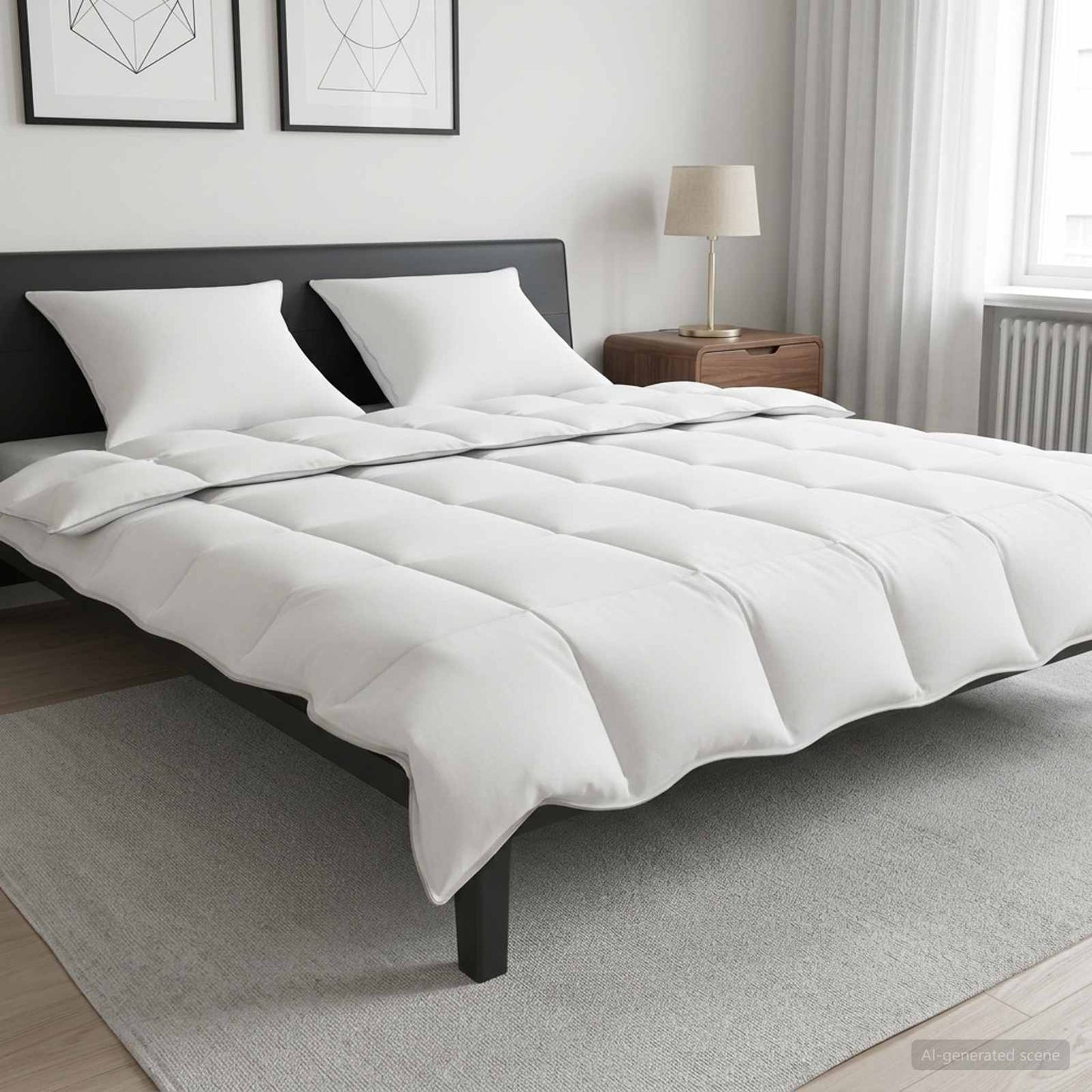 Set Duvet e Cuscino da Letto 3 pz 240 x 220 cm Inverno Bianco