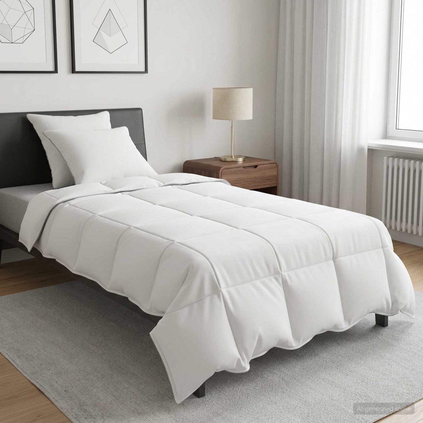 Set Duvet e Cuscino da Letto 3 pz 140 x 220 cm Inverno Bianco