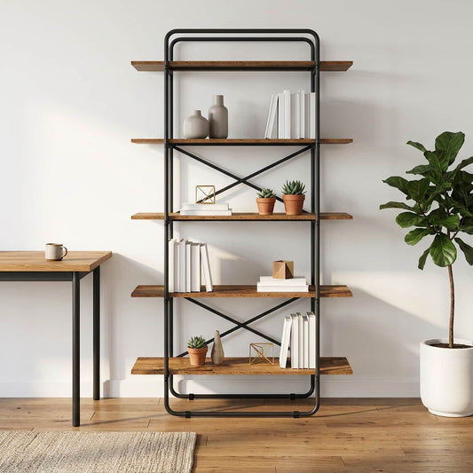 Libreria 5 livelli 100 x 35 x 175,5 cm PB Legno di quercia | homemem39