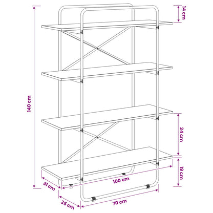 Libreria 4 livelli 100 x 35 x 140 cm PB Sonoma grigio | homemem39