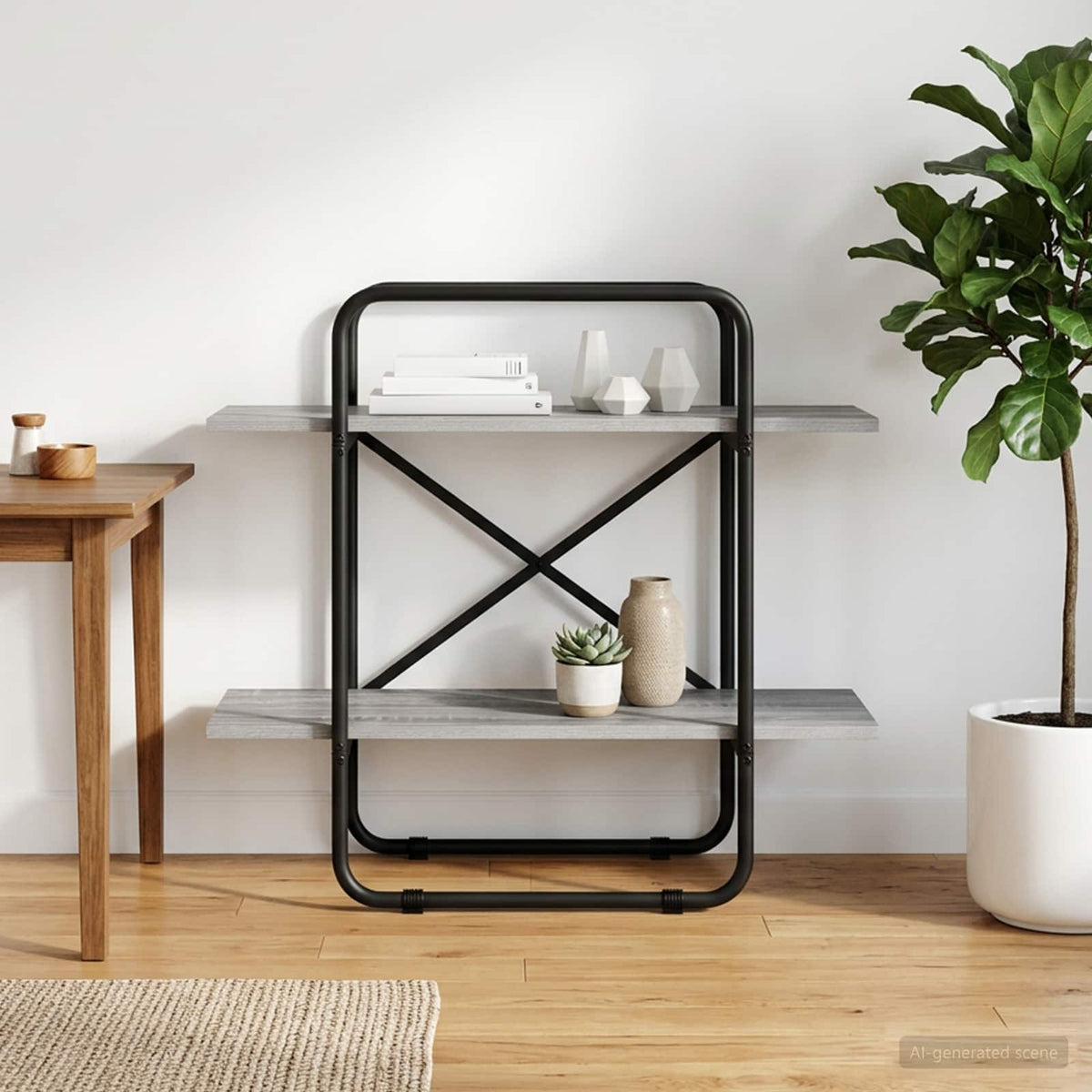 Libreria 2 livelli 80 x 35 x 70 cm PB Sonoma grigio | homemem39