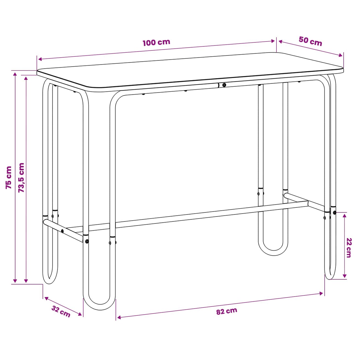 Tavolo da pranzo 100 x 50 x 75 cm Legno ingegnerizzato | homemem39