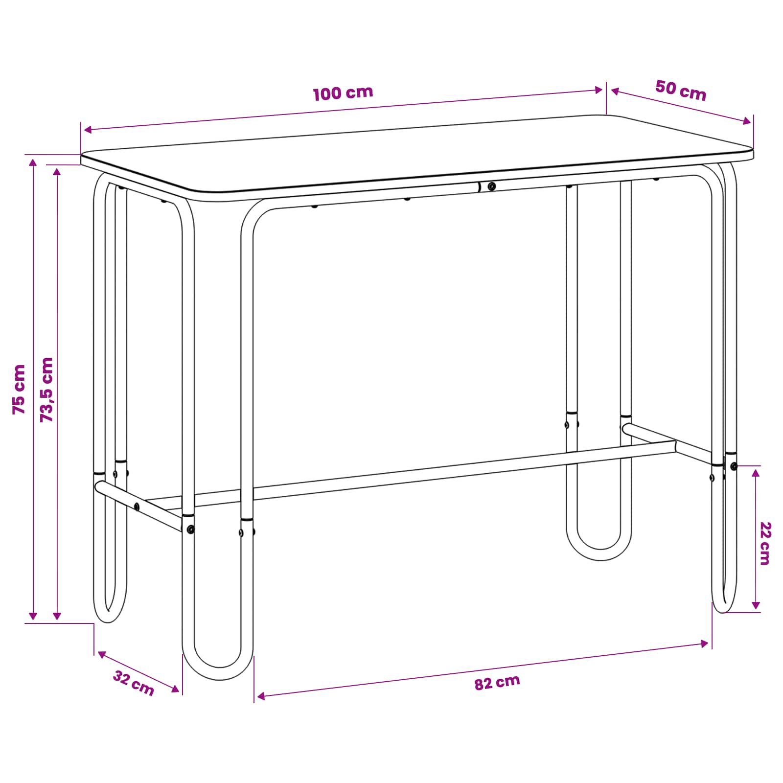 Tavolo da pranzo 100 x 50 x 75 cm Legno ingegnerizzato | homemem39