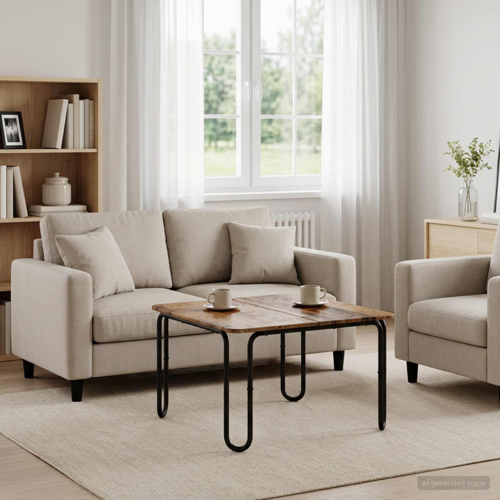 Tavolino da salotto Legno antico 100 x 100 x 45 cm | homemem39