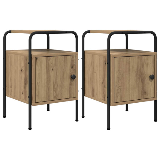 Armadio da Notte 2 pz Rovere Artigianale Legno ingegnerizzato
