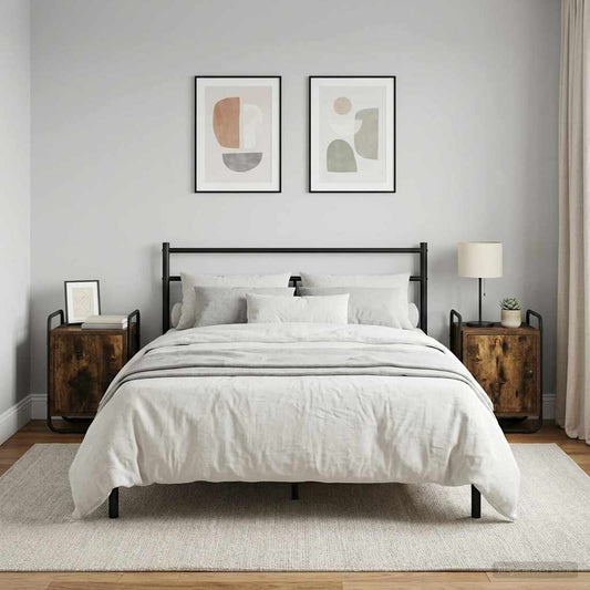 Armadio da Notte 2 pz Rovere Fumo Legno ingegnerizzato