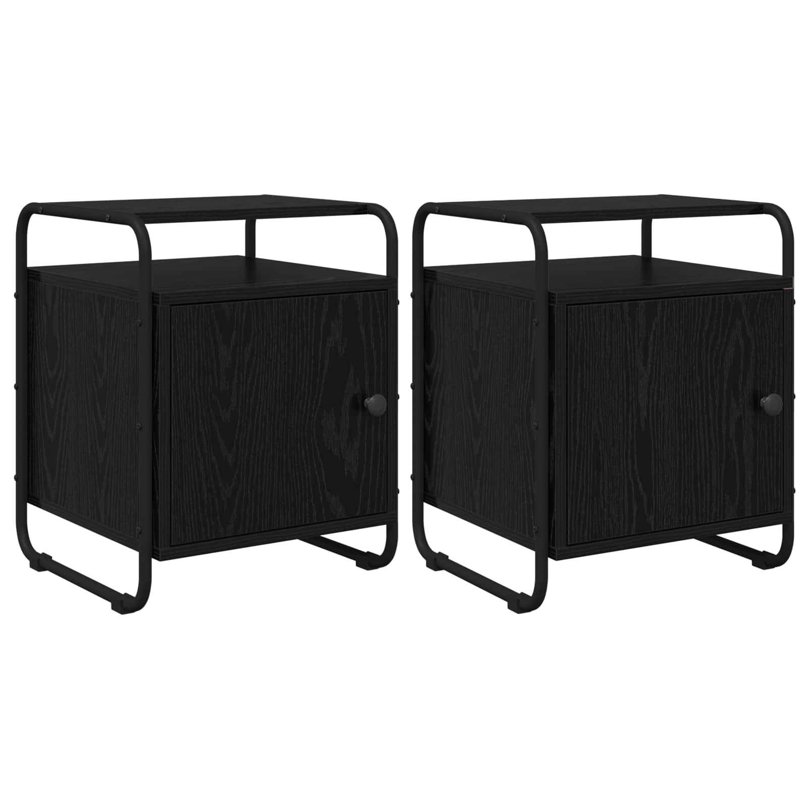 Armadio da Notte 2 pz Rovere Nero Legno ingegnerizzato | homemem39