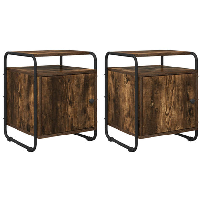 Armadio da Notte 2 pz Rovere Fumo Legno ingegnerizzato