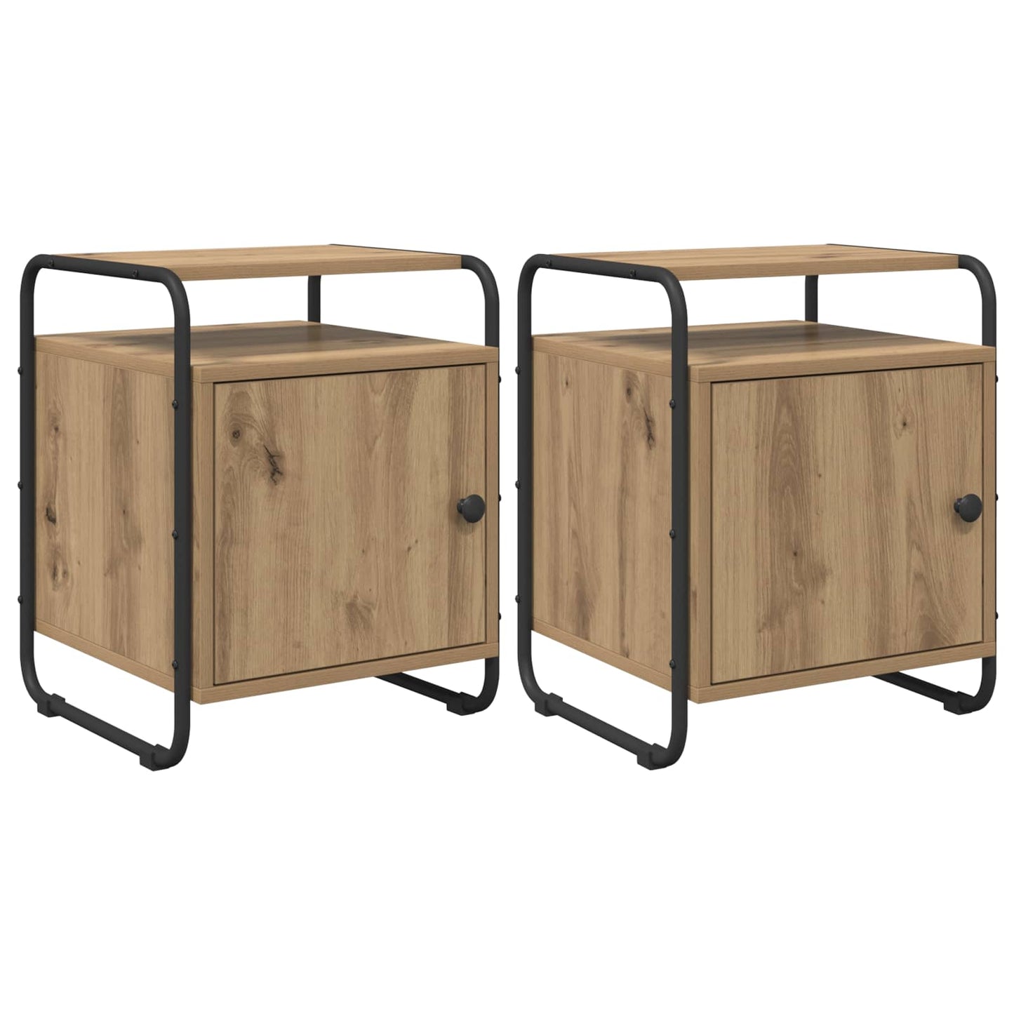 Armadio da Notte 2 pz Rovere Artigianale Legno ingegnerizzato | homemem39