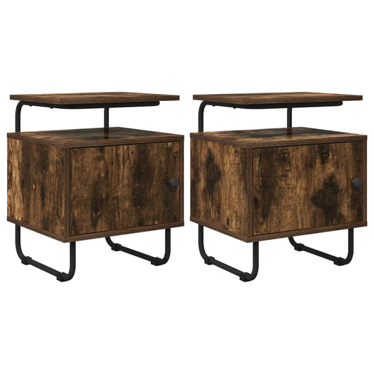 Armadio da Notte 2 pz Rovere Fumo Legno ingegnerizzato | homemem39