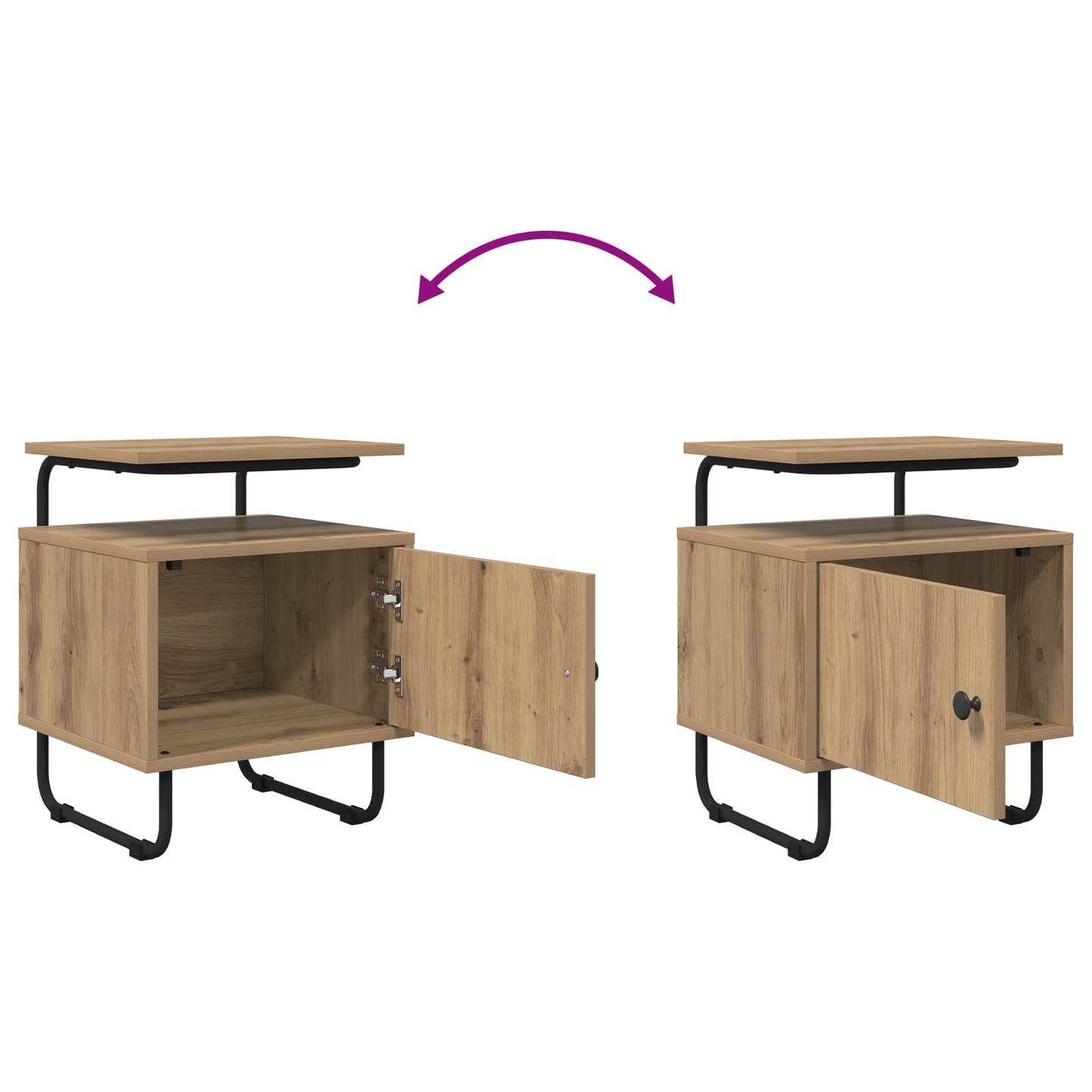 Armadio da Notte 2 pz Rovere Artigianale Legno ingegnerizzato | homemem39