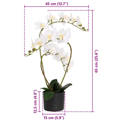 Pianta di Orchidea Artificiale con Vaso Bianco 45 x 15 x 65 cm