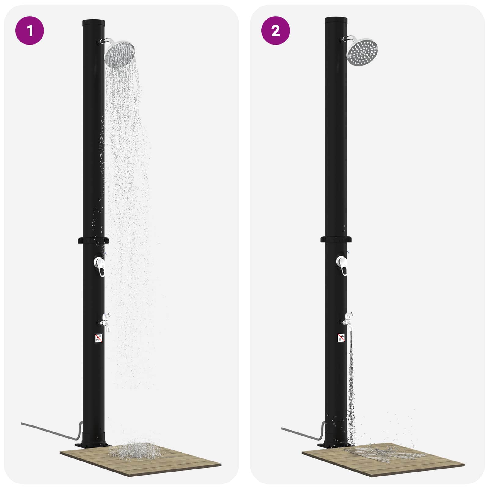 Doccia solare con testa doccia e rubinetto 20 l Nero | homemem39