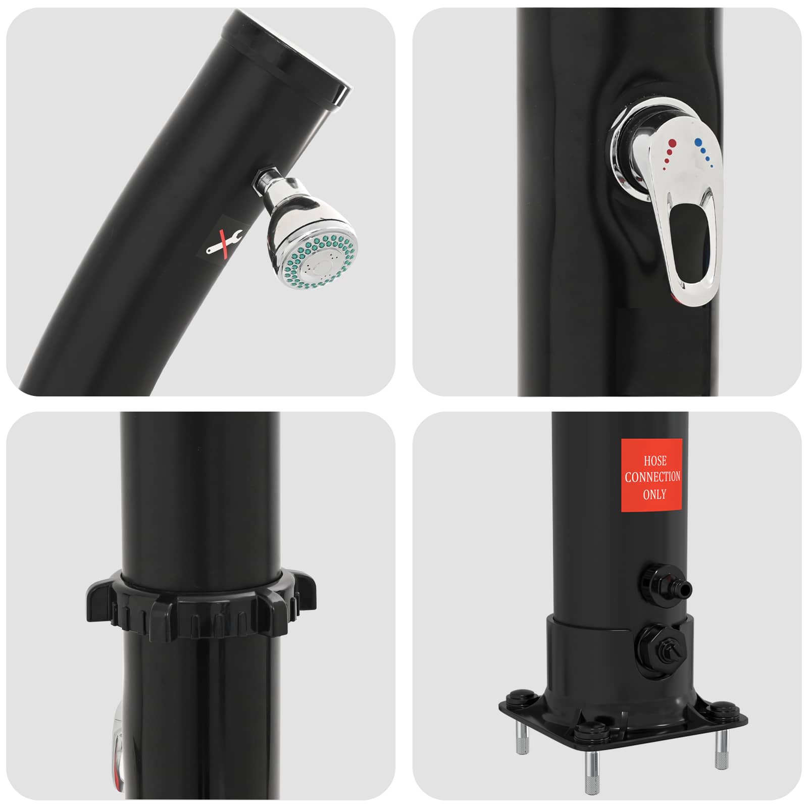 Doccia Solare con Doccetta 20 l PVC, ABS, Lega di zinco Nero | homemem39