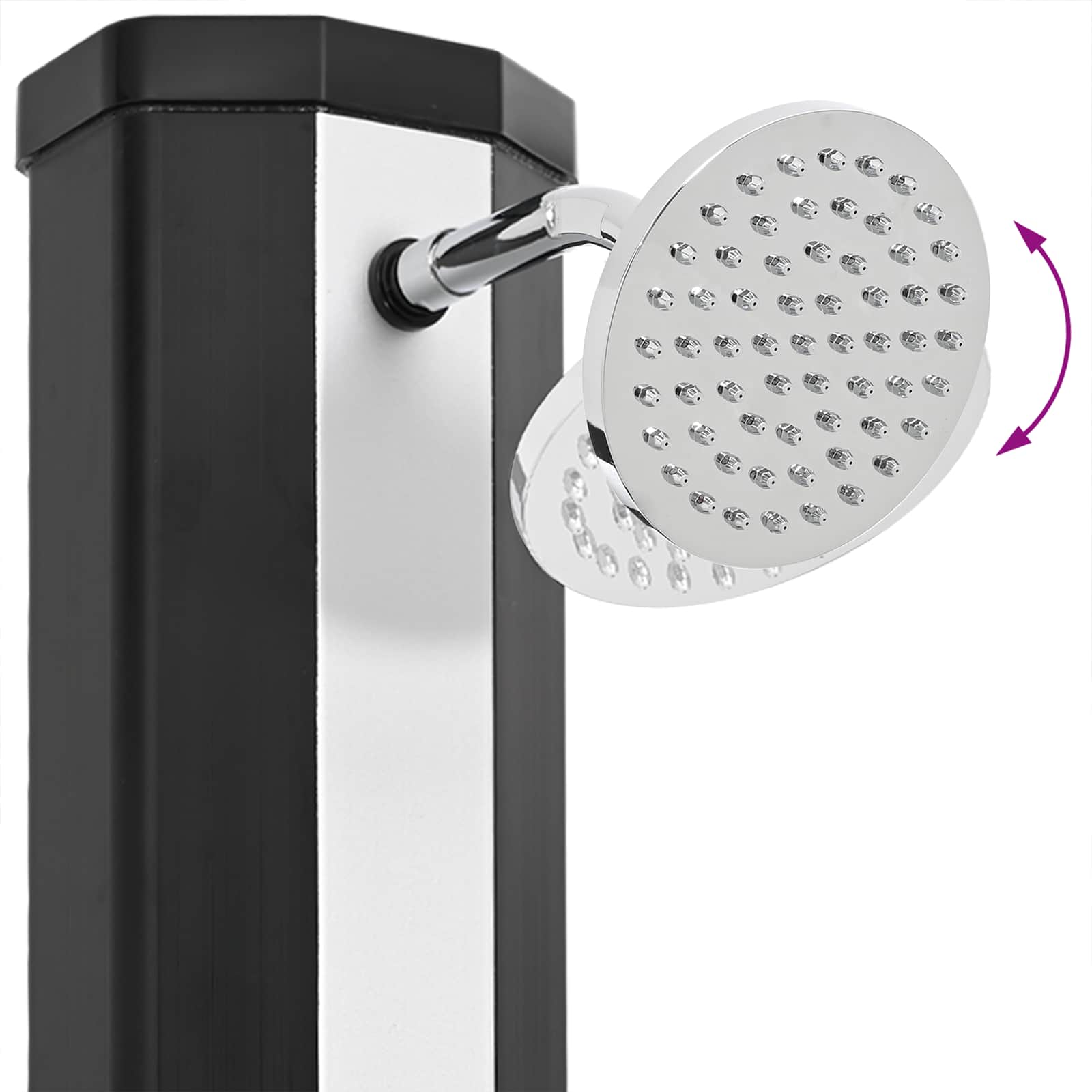 Doccia solare con testa doccia e rubinetto 40 l Nero e Argento | homemem39