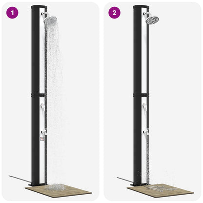 Doccia solare con testa doccia e rubinetto 40 l Nero e Argento | homemem39
