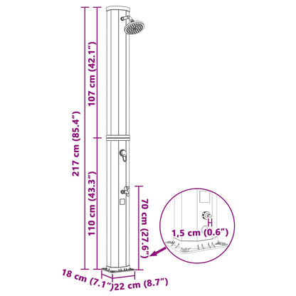 Doccia solare con testa doccia e rubinetto 40 l Nero e Argento | homemem39