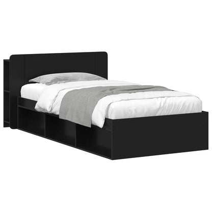 Telaio del letto con storage con testiera Nero 75 x 190 cm | homemem39