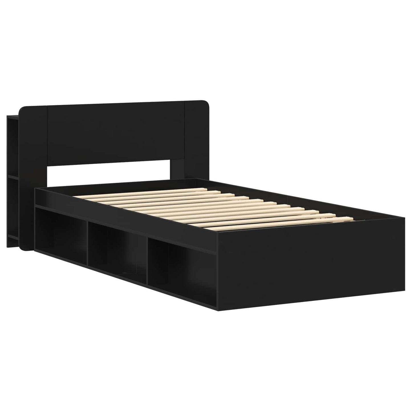 Telaio del letto con storage con testiera Nero 75 x 190 cm | homemem39