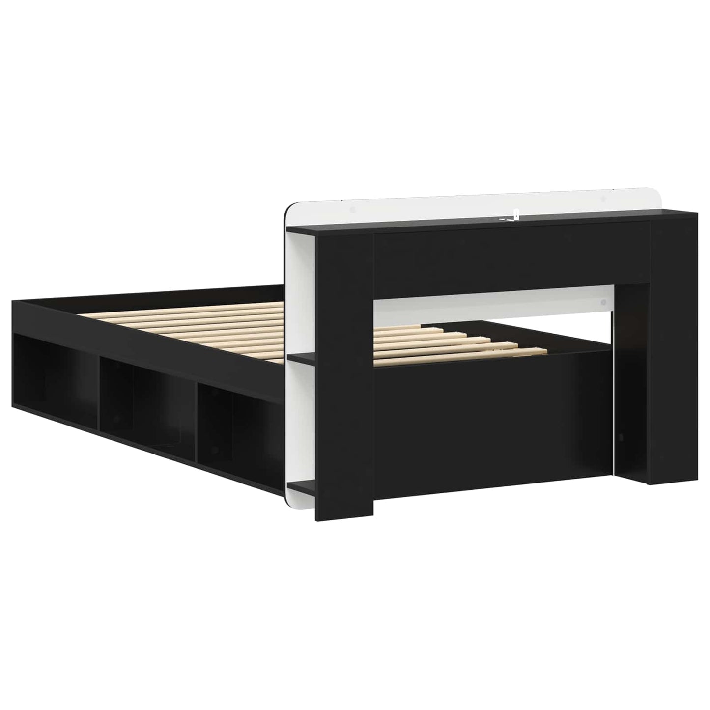 Telaio del letto con storage con testiera Nero 75 x 190 cm | homemem39