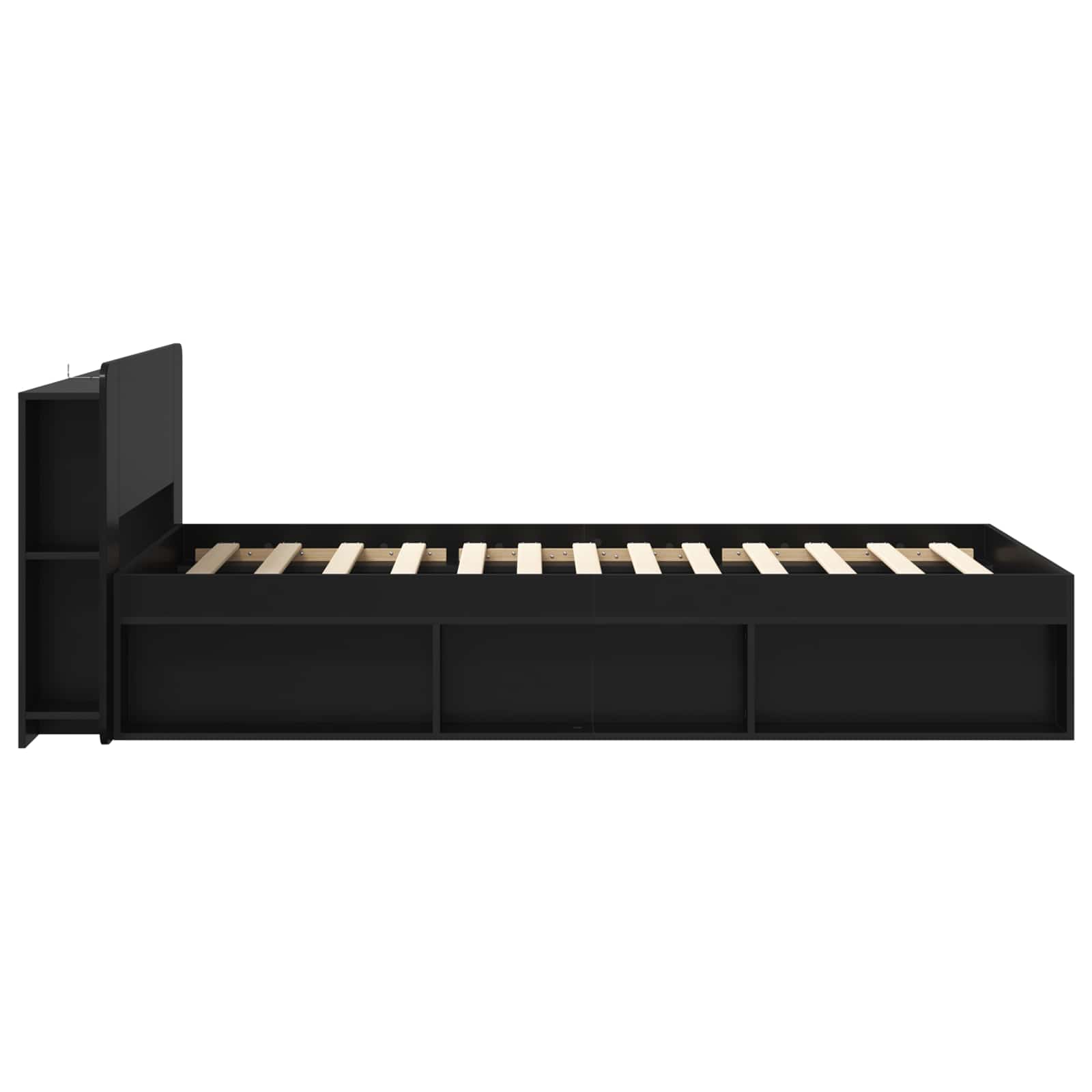 Telaio del letto con storage con testiera Nero 75 x 190 cm | homemem39