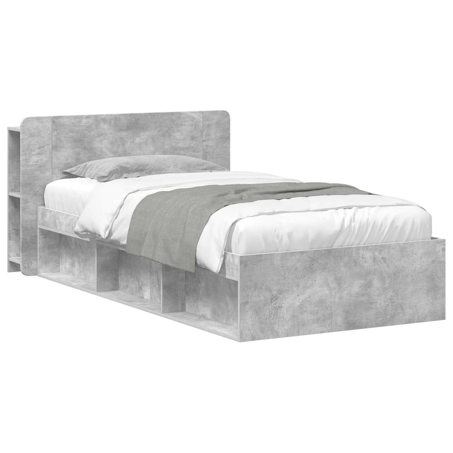 Telaio del letto con storage Grigio Cemento 75 x 190 cm | homemem39