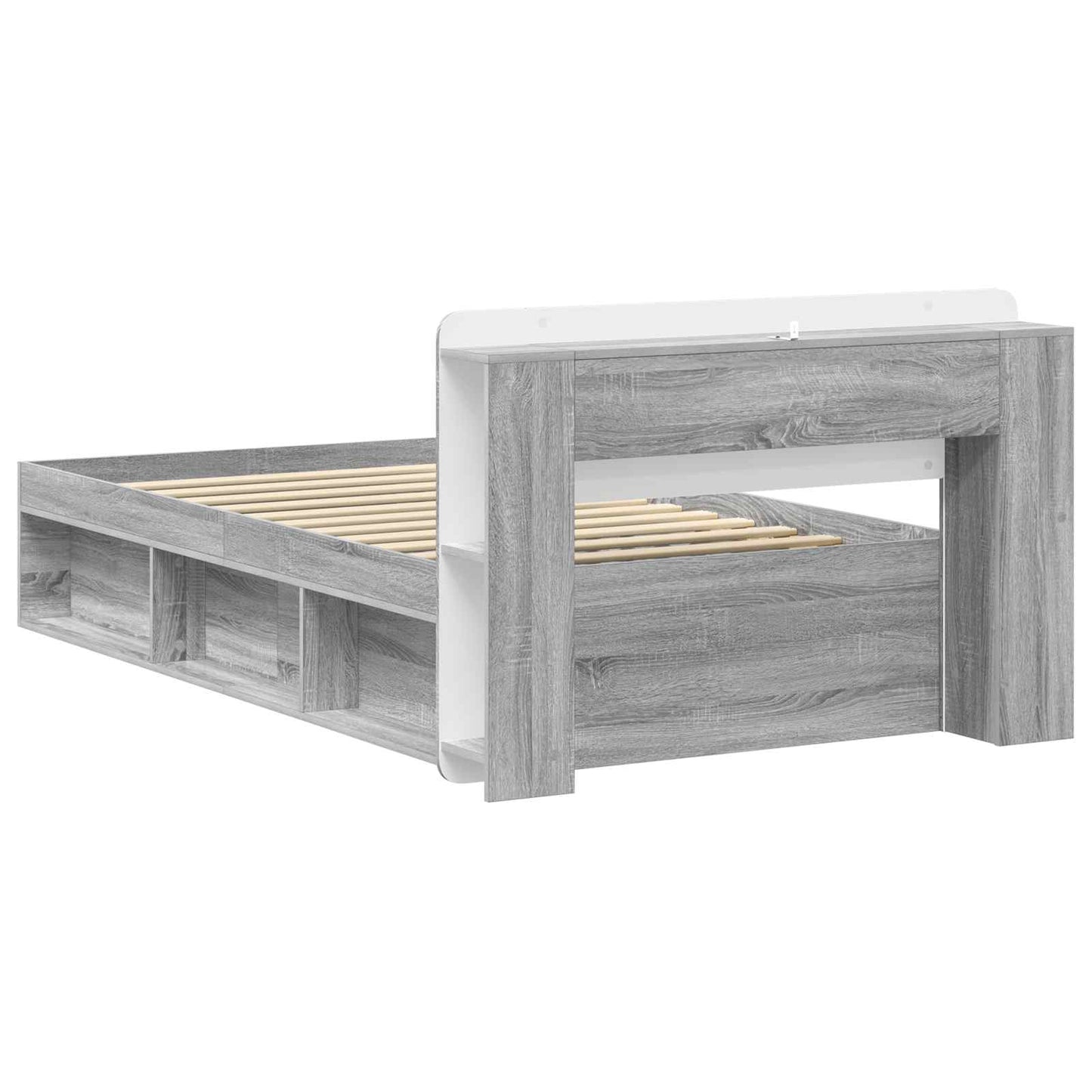Telaio del letto con storage Sonoma grigio 75 x 190 cm | homemem39