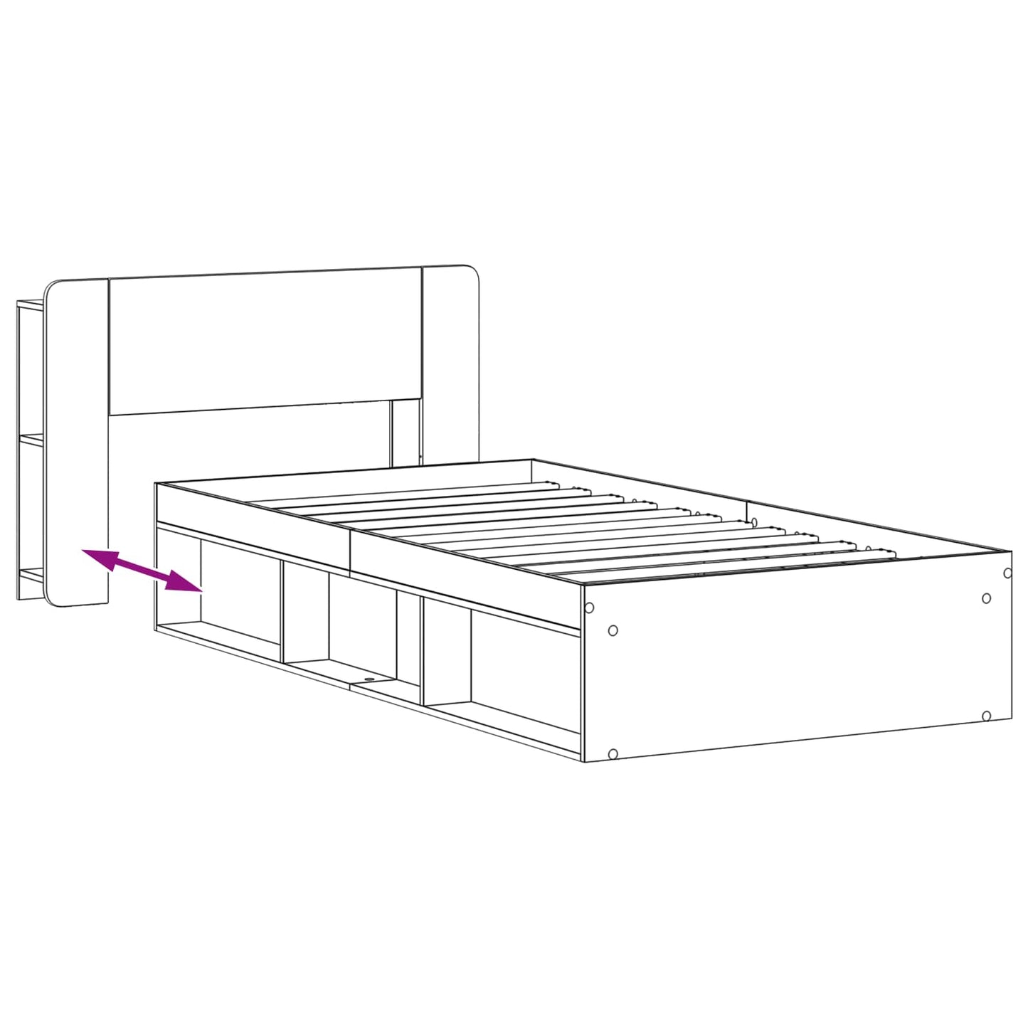 Telaio del letto con storage Sonoma grigio 75 x 190 cm | homemem39