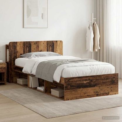 Telaio del letto con storage Legno antico 75 x 190 cm | homemem39