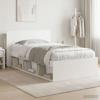 Telaio del letto con storage con testiera Bianco 75 x 190 cm | homemem39