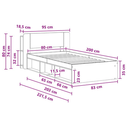 Telaio del letto con storage Sonoma grigio 80 x 200 cm | homemem39