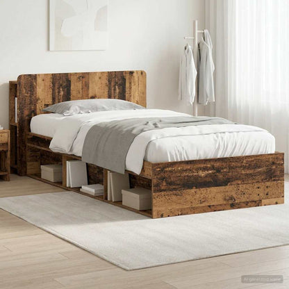 Telaio del letto con storage Legno antico 90 x 190 cm | homemem39