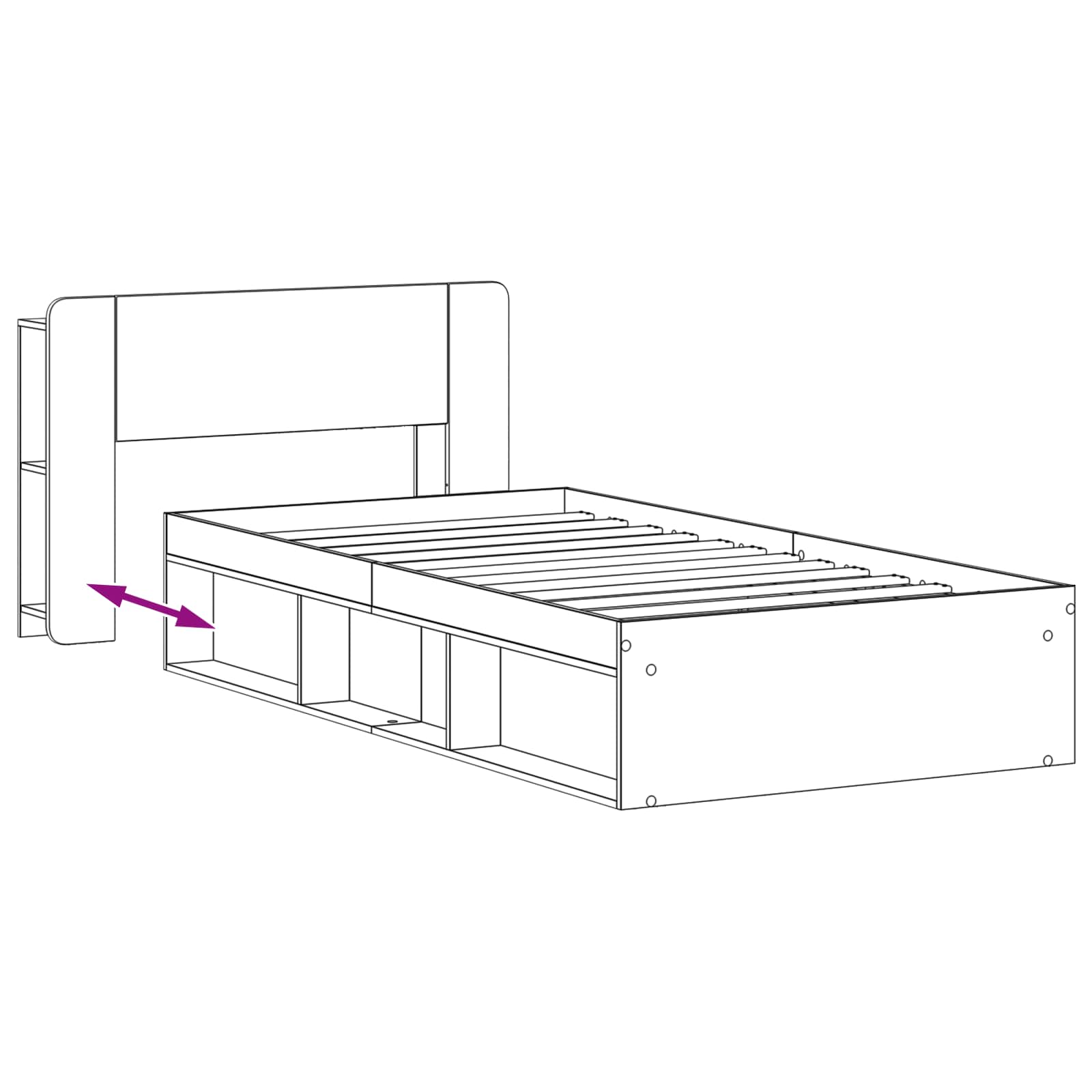 Telaio del letto con storage Rovere Sonoma 90 x 190 cm | homemem39