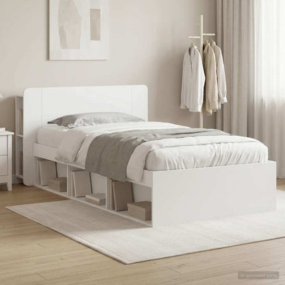 Telaio del letto con storage con testiera Bianco 90 x 190 cm | homemem39