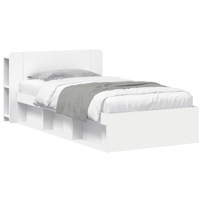 Telaio del letto con storage con testiera Bianco 90 x 190 cm | homemem39