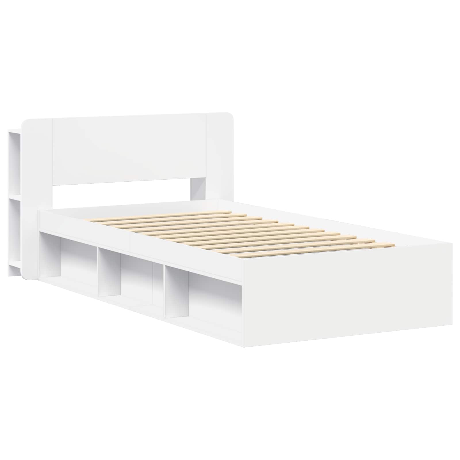 Telaio del letto con storage con testiera Bianco 90 x 190 cm | homemem39