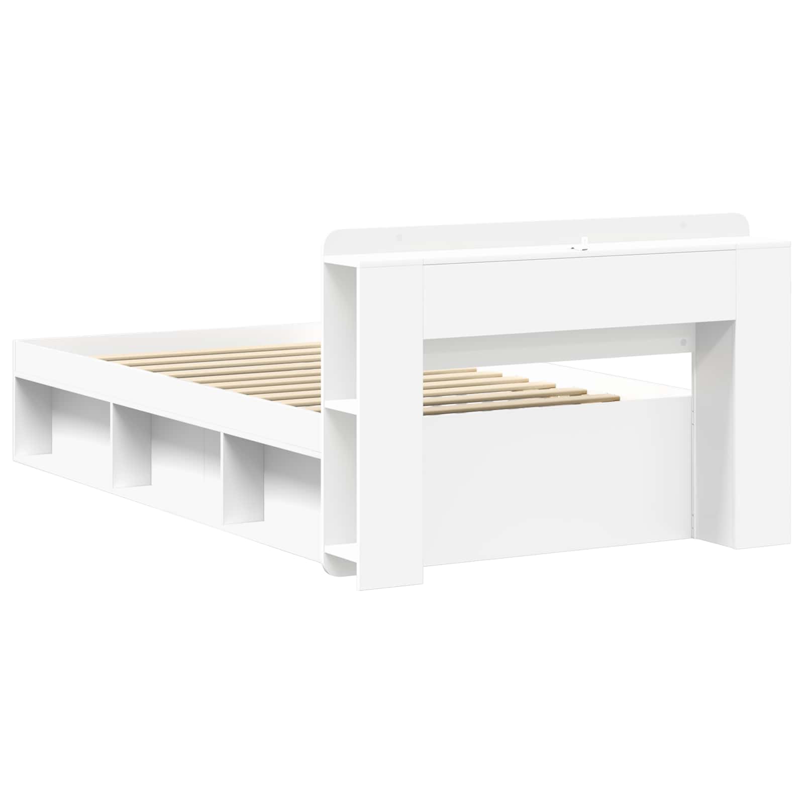 Telaio del letto con storage con testiera Bianco 90 x 190 cm | homemem39