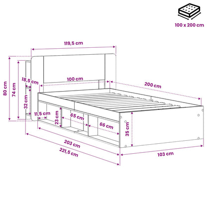 Telaio del letto con storage Rovere Artigianale 100 x 200 cm | homemem39