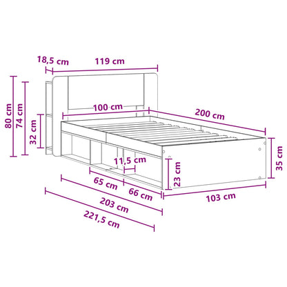 Telaio del letto con storage Sonoma grigio 100 x 200 cm | homemem39