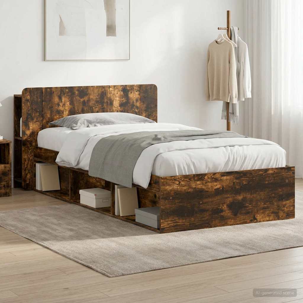 Telaio del letto con storage Rovere Fumo 100 x 200 cm | homemem39