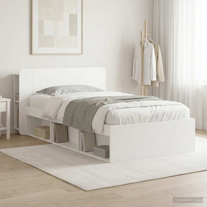 Telaio del letto con storage con testiera Bianco 100 x 200 cm | homemem39