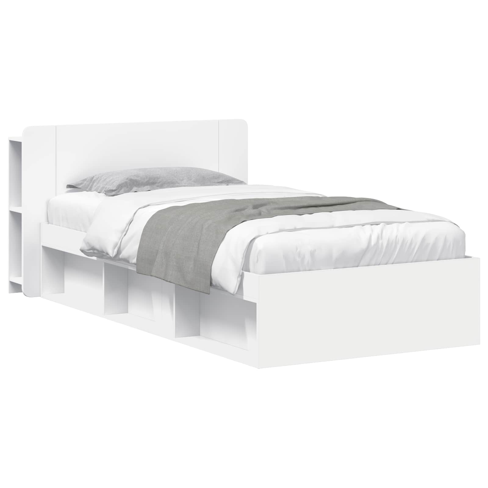 Telaio del letto con storage con testiera Bianco 100 x 200 cm | homemem39