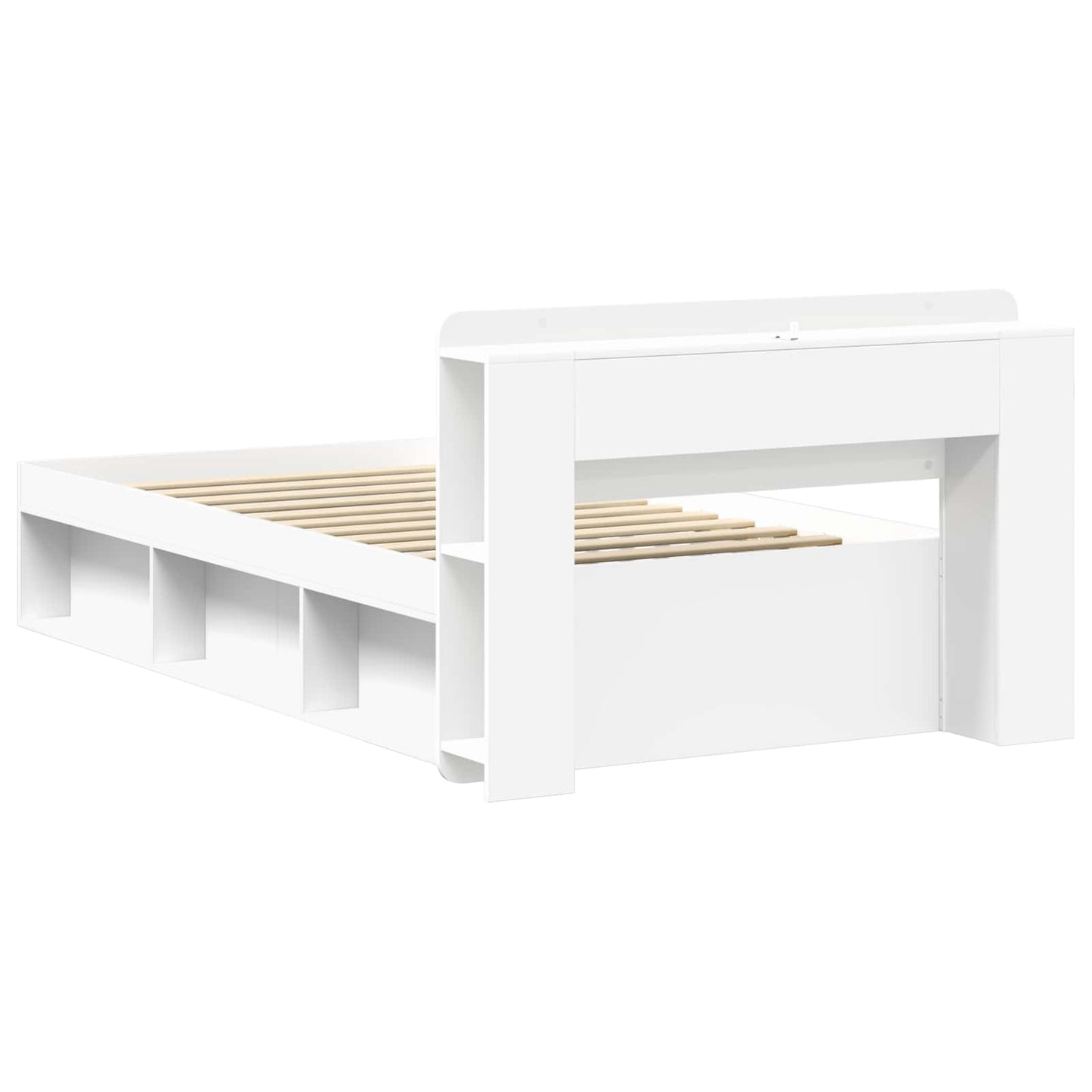 Telaio del letto con storage con testiera Bianco 100 x 200 cm | homemem39
