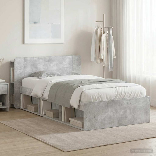 Telaio del letto con storage Grigio Cemento 90 x 200 cm | homemem39