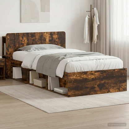 Telaio del letto con storage Rovere Fumo 90 x 200 cm | homemem39