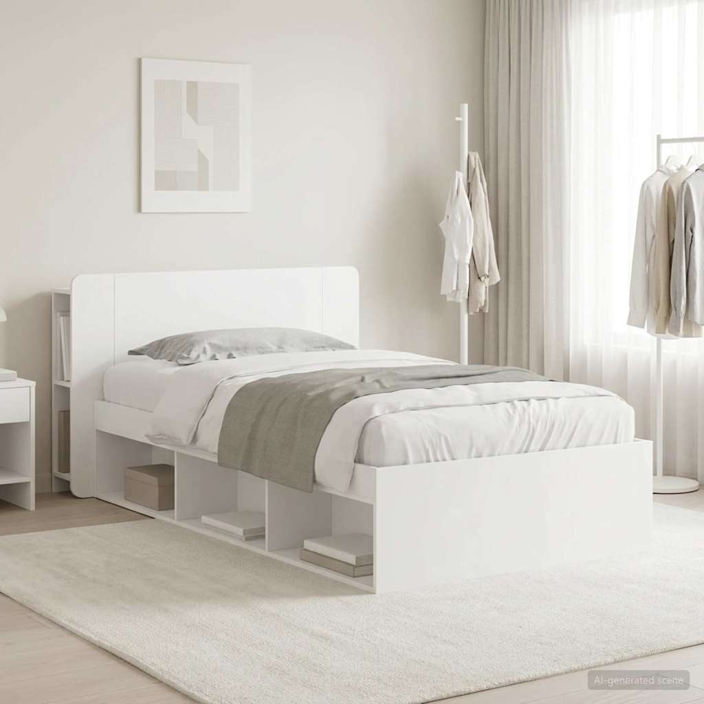 Telaio del letto con storage con testiera Bianco 90 x 200 cm | homemem39