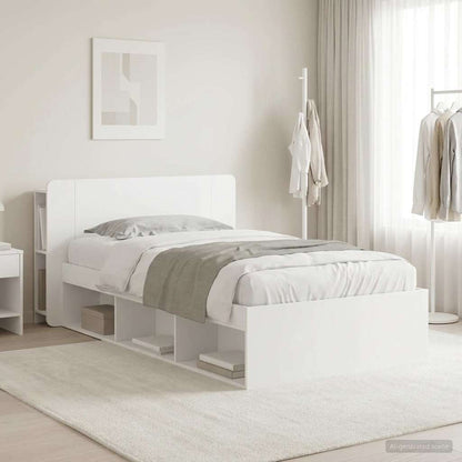 Telaio del letto con storage con testiera Bianco 90 x 200 cm | homemem39