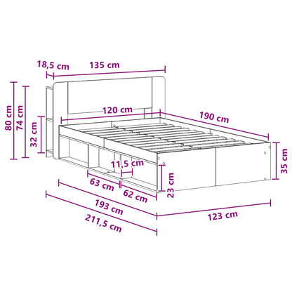 Telaio del letto con storage Rovere Artigianale 120 x 190 cm | homemem39