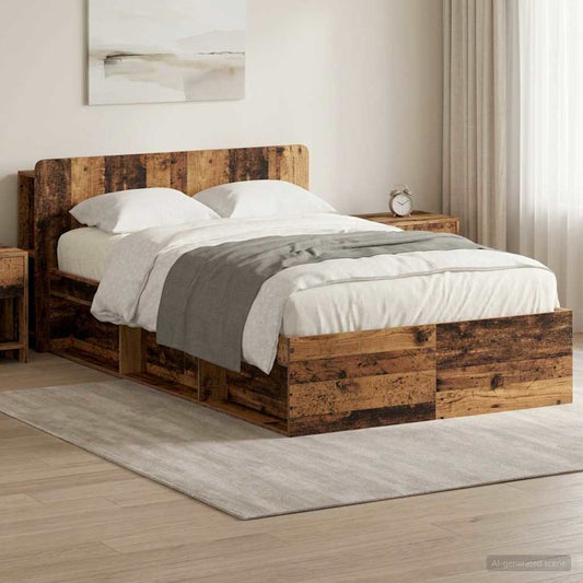 Telaio del letto con storage Legno antico 120 x 200 cm