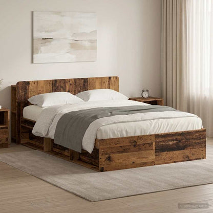 Telaio del letto con storage Legno antico 135 x 190 cm | homemem39